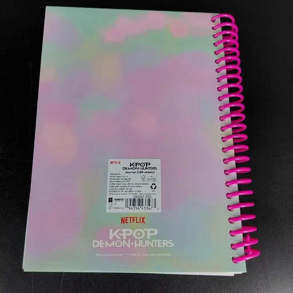 Netflix KPOP Demon Hunters Spiral Journal Notebook A5 Pink Kids Lined Saja Boys